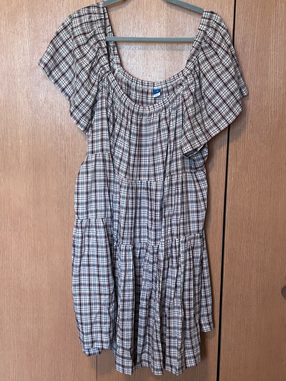 Perfect Fall Dress! Plaid Short-Sleeve Dress - Blue and Brown